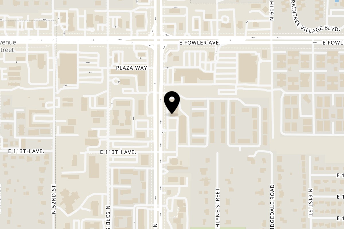 Map showing the location of BiBimGo Temple Terrace on 11401 N 56th St in Temple Terrace
